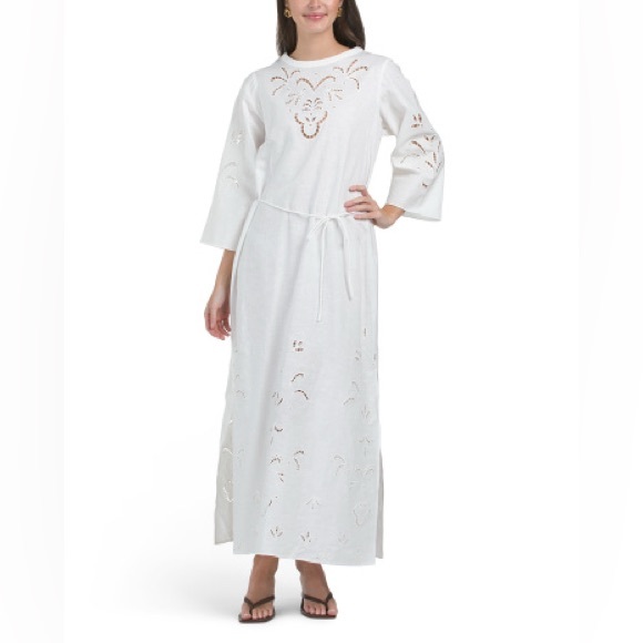 Cartolina Nantucket Dresses & Skirts - Cartolina White Embroidered Maxi Dress | Tie Waist | NWT | Size S